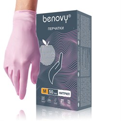 Перчатки BENOVY Nitrile MultiColor - Розовые - фото 11041