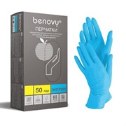Перчатки Benovy Nitrile (голубые) (100 пар)